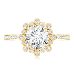 Lab Grown Diamond 8 MM Circle Engagement Ring With Side Stones