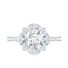 8 MM Lab Grown Diamond Vintage Engagement Ring With Diamond Studded Shank