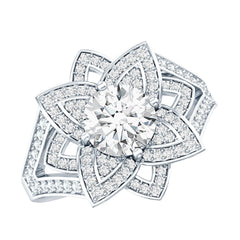 Lab Grown Diamond Art Deco Flower Engagement Ring