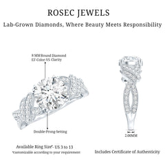 8 MM Solitaire Lab Grown Diamond Non Traditional Engagement Ring