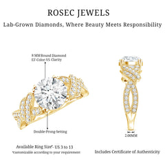 8 MM Solitaire Lab Grown Diamond Non Traditional Engagement Ring