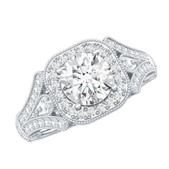 Certified 7 MM Lab Grown Diamond Vintage Style Engagement Ring