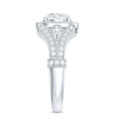 Certified 7 MM Lab Grown Diamond Vintage Style Engagement Ring