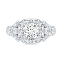 Certified 7 MM Lab Grown Diamond Vintage Style Engagement Ring