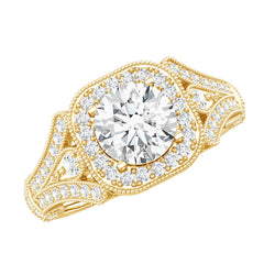 Certified 7 MM Lab Grown Diamond Vintage Style Engagement Ring