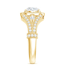 Certified 7 MM Lab Grown Diamond Vintage Style Engagement Ring