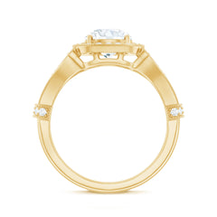Certified 7 MM Lab Grown Diamond Vintage Style Engagement Ring