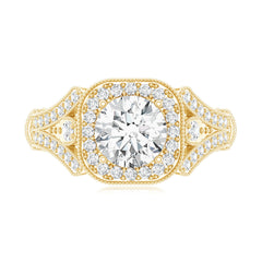 Certified 7 MM Lab Grown Diamond Vintage Style Engagement Ring