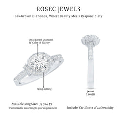 1 Carat Lab Grown Diamond Designer Halo Engagement Ring