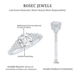8 MM Lab Grown Diamond Retro Engagement Ring