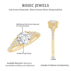 8 MM Lab Grown Diamond Retro Engagement Ring