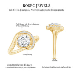 7 MM Lab Grown Diamond Unique Engagement Ring For Her