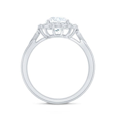 Certified 8 MM Lab Grown Diamond Flower Halo Engagement Ring