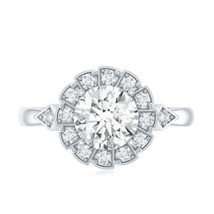 Certified 8 MM Lab Grown Diamond Flower Halo Engagement Ring
