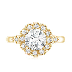 Certified 8 MM Lab Grown Diamond Flower Halo Engagement Ring