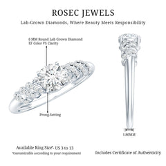 6 MM Lab Grown Diamond Designer Engagement Ring With Side Stones