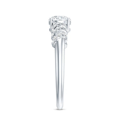 6 MM Lab Grown Diamond Designer Engagement Ring With Side Stones