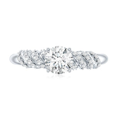 6 MM Lab Grown Diamond Designer Engagement Ring With Side Stones