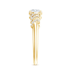 6 MM Lab Grown Diamond Designer Engagement Ring With Side Stones