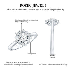 Certified Lab Grown Diamond Nature Engagement Ring
