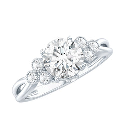 2 Carat Solitaire Lab Diamond Engagement Ring With Diamond Trio
