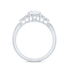 2 Carat Solitaire Lab Diamond Engagement Ring With Diamond Trio