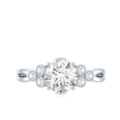 2 Carat Solitaire Lab Diamond Engagement Ring With Diamond Trio