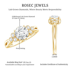 2 Carat Solitaire Lab Diamond Engagement Ring With Diamond Trio