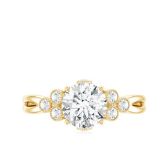 2 Carat Solitaire Lab Diamond Engagement Ring With Diamond Trio