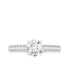 Certified 6 MM Lab Grown Diamond Engagement Ring with Side Stones