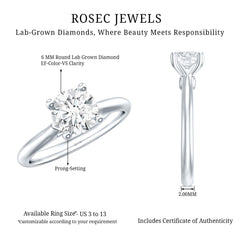 Certified Lab Grown Diamond 6 MM Circle Engagement Ring