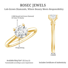 Certified Lab Grown Diamond 6 MM Circle Engagement Ring