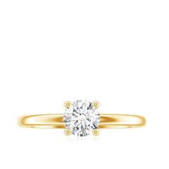 Certified Lab Grown Diamond 6 MM Round Cut Engagement Ring