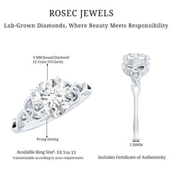 Certified 8 MM Round Lab Grown Diamond Celtic Engagement Ring