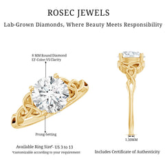 Certified 8 MM Round Lab Grown Diamond Celtic Engagement Ring