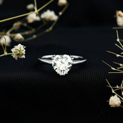 Certified Lab Grown Diamond Heart Engagement Ring 8 MM with Double Prong