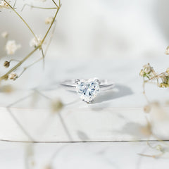 Certified Lab Grown Diamond Heart Engagement Ring 8 MM with Double Prong