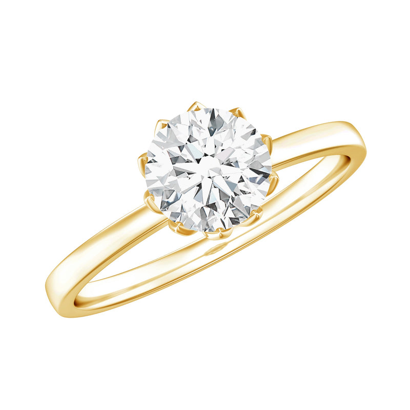Lab Grown Diamond 6 MM Round Cut Engagement Ring