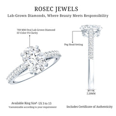 Certified Lab Grown Diamond 2 Carat Engagement Ring With Side Stones
