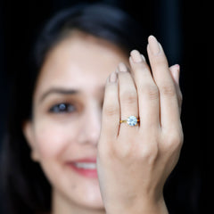 Certified 8 MM Round Lab Grown Diamond 4 Prong Engagement Ring