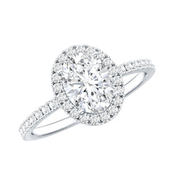 Certified Lab Grown Diamond 6X8 MM Oval Engagement Ring With Side Stones