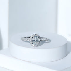 Certified Lab Grown Diamond 6X8 MM Oval Engagement Ring With Side Stones
