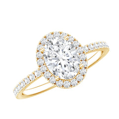 Certified Lab Grown Diamond 6X8 MM Oval Engagement Ring With Side Stones