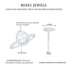 Certified Lab Grown Diamond Pear Halo Engagement Ring
