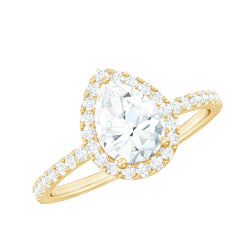 Certified Lab Grown Diamond Pear Halo Engagement Ring