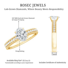 Certified 5X7 MM Oval Lab Grown Diamond Vintage Inspired Engagement Ring