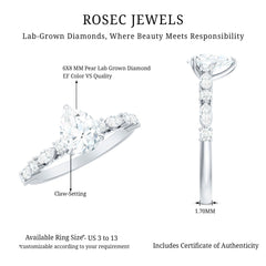 Certified Lab Grown Diamond 6X8 MM Pear Shaped Engagement Ring