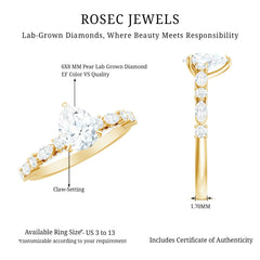 Certified Lab Grown Diamond 6X8 MM Pear Shaped Engagement Ring