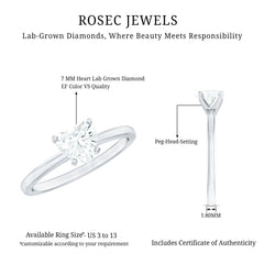 Certified 7 MM Lab Grown Diamond Heart Engagement Ring