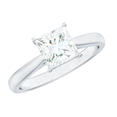 6 MM Princess Cut Lab Grown Diamond Solitaire Engagement Ring For Women